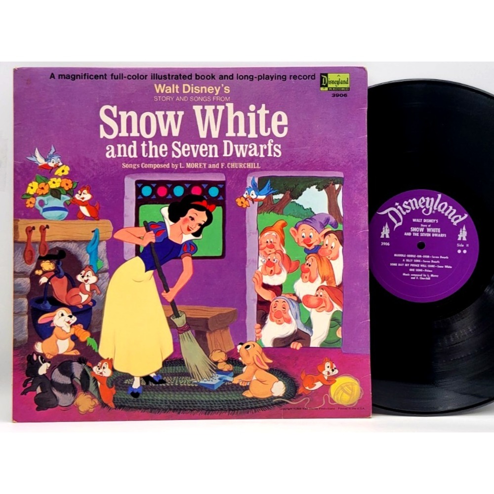 SNOW WHITE AND THE SEVEN‎ DWARFS - WALT DISNEY BOOK & LP RECORD DISNEYLAND
